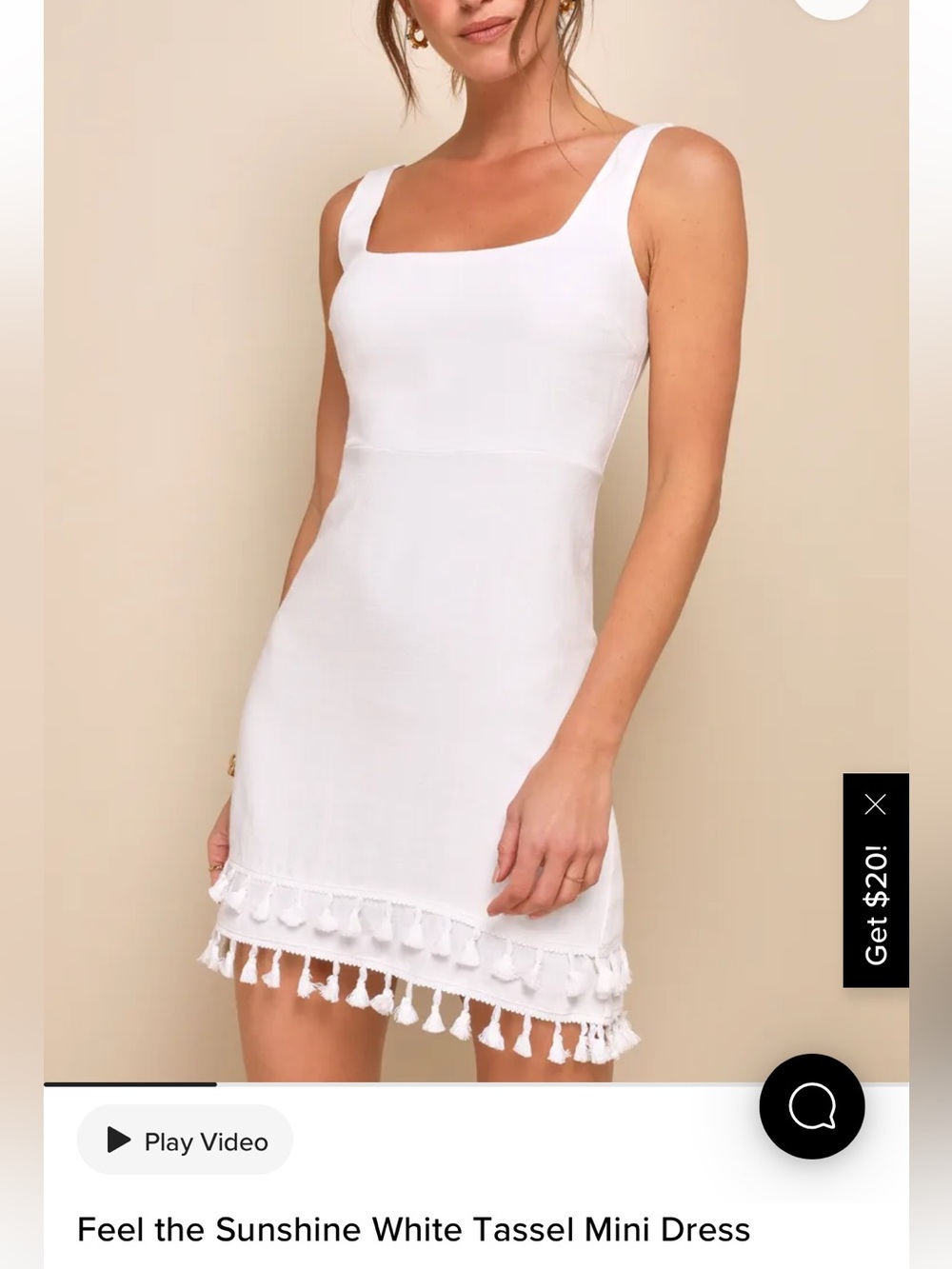 Lulu's White Tassel Square-Neck Mini Dress